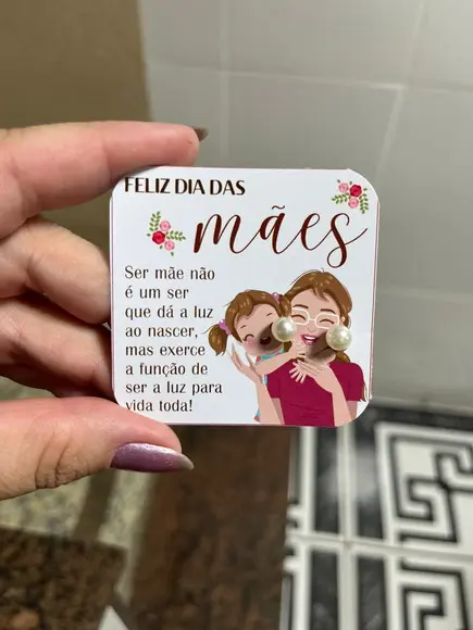 Card com Brinco Pérola, Lembrancinha Dia das Mães