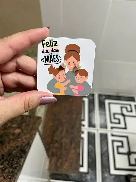 Card com Brinco Pérola, Lembrancinha Dia das Mães