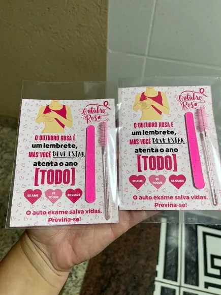 Brinde Outubro Rosa com Cartão, Lembrancinha, Lixa