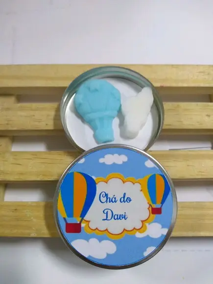 Latinha Com Balão E Nuvem, Lembrancinha Chá, Nascimento