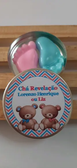 Lembrancinha Chá Revelação, Gêmeos, Latinha Com Pezinhos