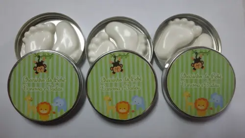 Latinha com Sabonete de Pezinhos, Lembrancinha Safari