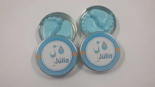 Latinha com Sabonete de Pezinhos Lembrancinha de Maternidade