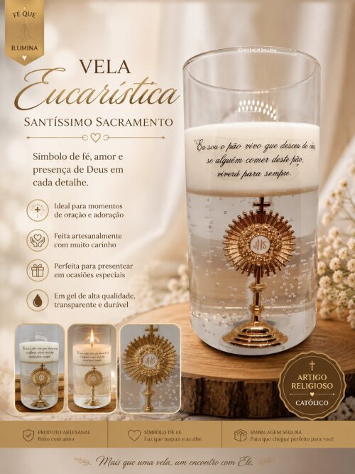 Vela Artesanal Eucarística Santíssimo Sacramento | Presente Cat