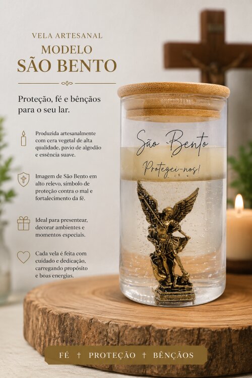 Vela São Miguel Arcanjo | Presente Católico | Vela Artesanal Re