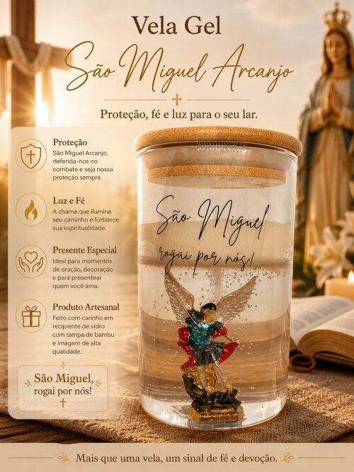 Vela São Miguel Arcanjo | Presente Católico | Vela Artesanal Re