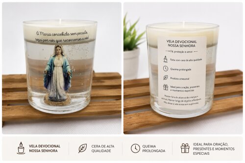 Vela Nossa Senhora das Graças | Presente Católico | Vela Religi