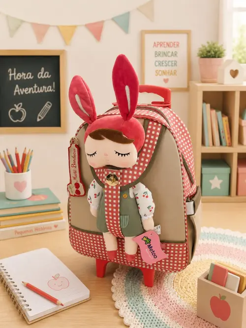 Mochila bonequinha e lancheira escolar