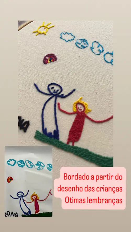 Desenho das Crianças - bordado à mão