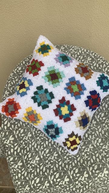 Capa de Almofada de crochê 40 X 40 cm mod. HIPPIE BRANCO - Cópi
