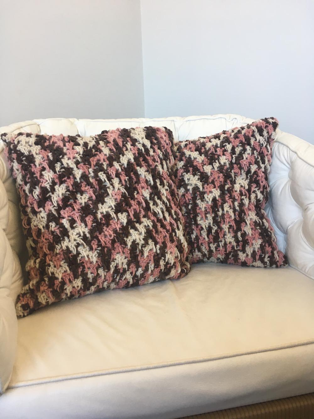 Capa de Almofada de crochê 40 X 40 cm mod.  Mescla - Cópia