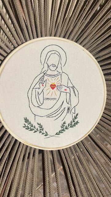 Bordado em Bastidor - Católicos - Sagrado Coração de Jesus
