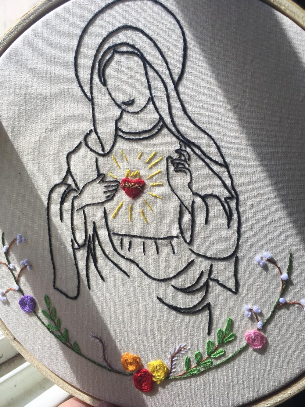 Bordado em Bastidor - Católicos - Imaculado Coração de Maria