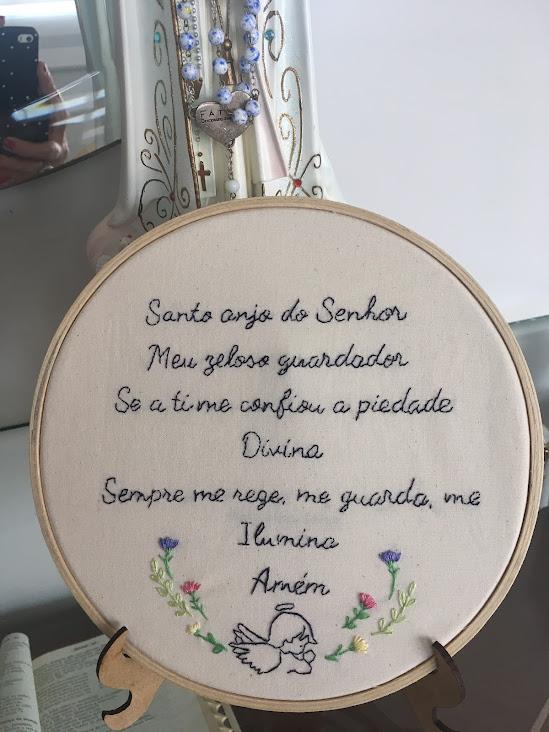 Bordado em Bastidor - Católicos - Oração Anjo da Guarda