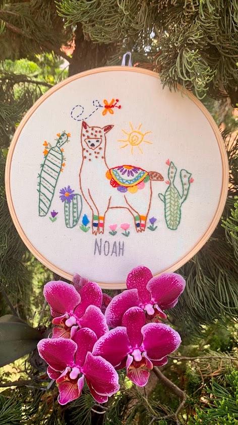 Bordado em Bastidor - Alpaca e Lhama - Noah