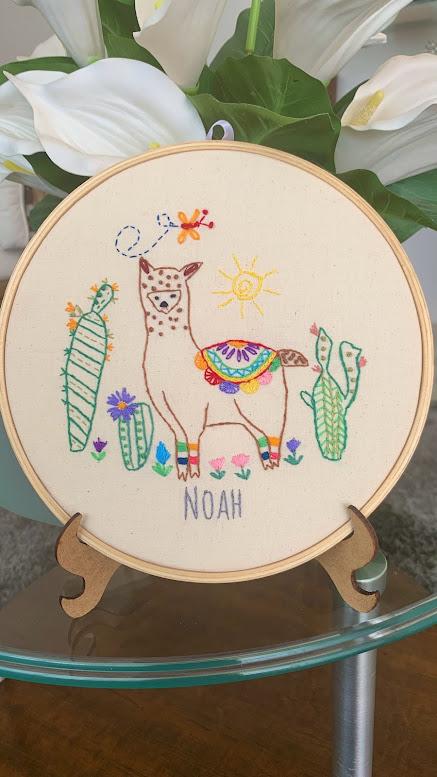Bordado em Bastidor - Alpaca e Lhama - Noah