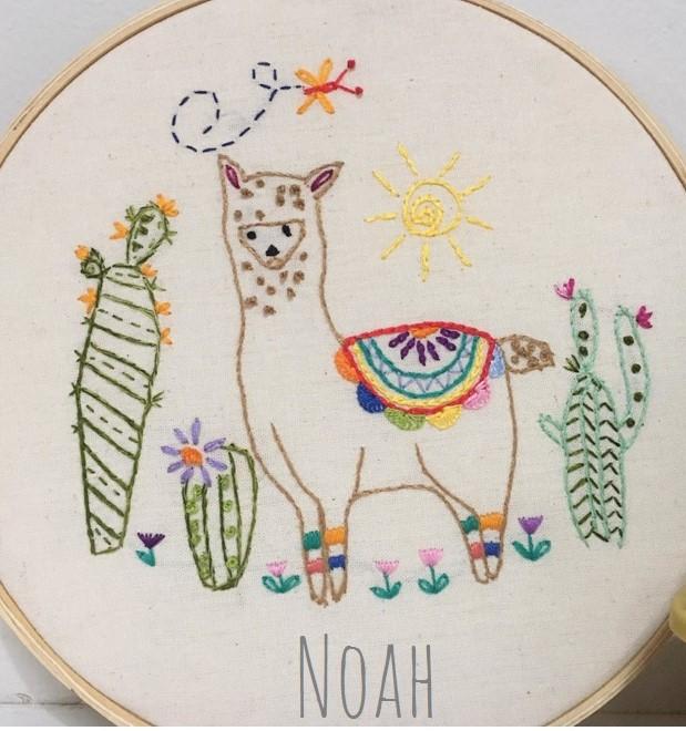 Bordado em Bastidor - Alpaca e Lhama - Noah