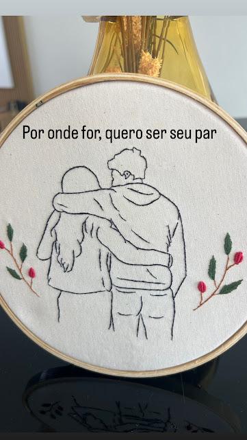 Bordado em Bastidor - Dia dos Namorados - Casal e frase