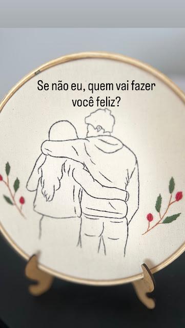 Bordado em Bastidor - Dia dos Namorados - Casal e frase