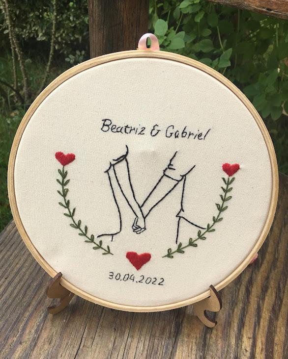 Bordado em Bastidor - Dia dos Namorados - Bodas e Datas de casal