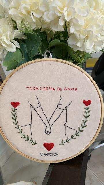 Bordado em Bastidor - Dia dos Namorados - Bodas e Datas de casal