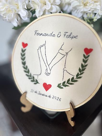 Bordado em Bastidor - Dia dos Namorados - Bodas e Datas de casal