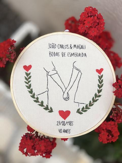 Bordado em Bastidor - Dia dos Namorados - Bodas e Datas de casal