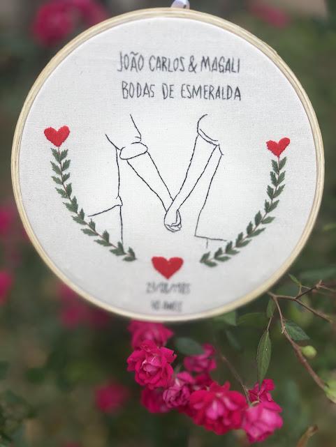 Bordado em Bastidor - Dia dos Namorados - Bodas e Datas de casal