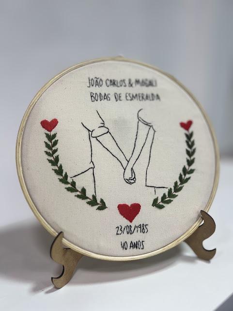 Bordado em Bastidor - Dia dos Namorados - Bodas e Datas de casal