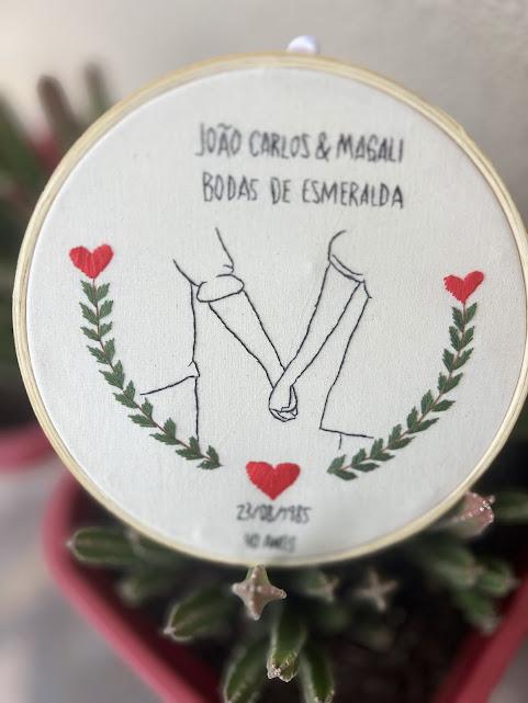 Bordado em Bastidor - Dia dos Namorados - Bodas e Datas de casal