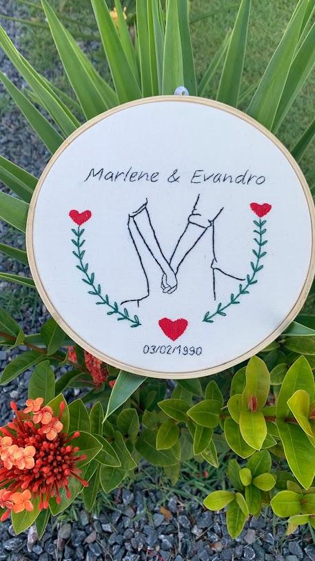 Bordado em Bastidor - Dia dos Namorados - Bodas e Datas de casal