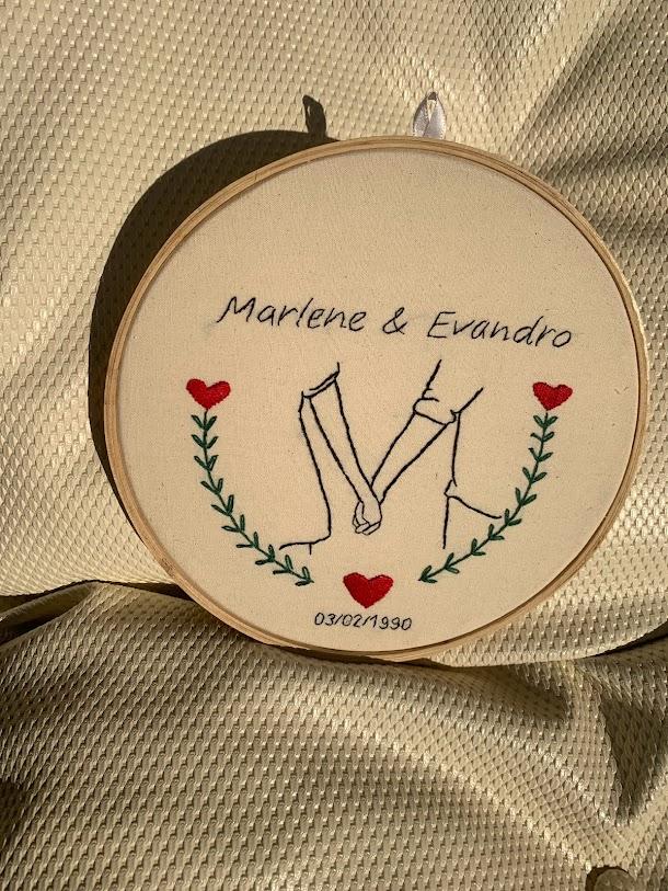 Bordado em Bastidor - Dia dos Namorados - Bodas e Datas de casal