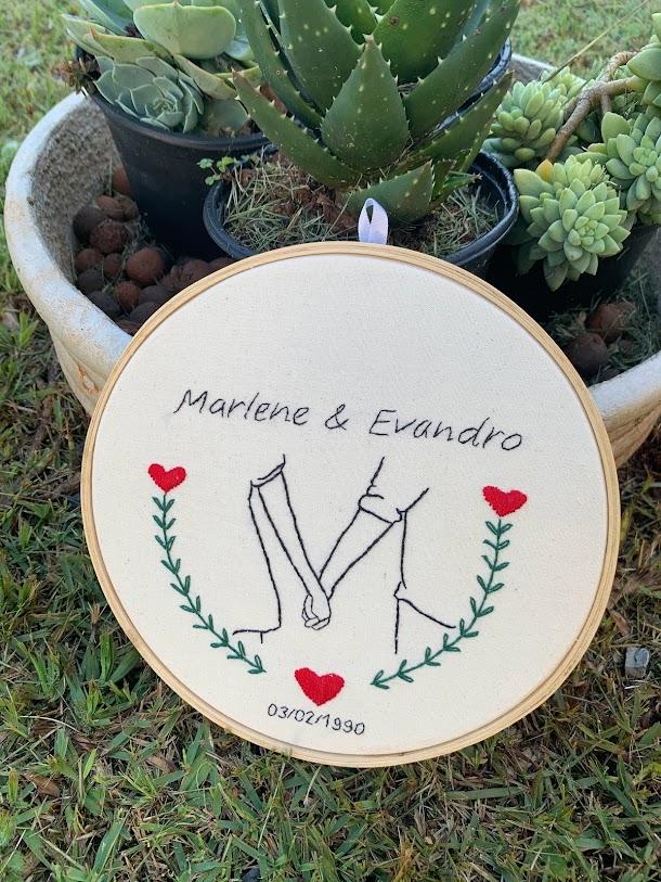 Bordado em Bastidor - Dia dos Namorados - Bodas e Datas de casal