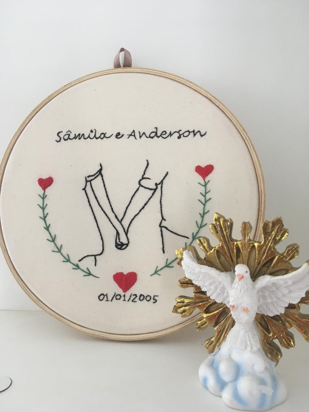 Bordado em Bastidor - Dia dos Namorados - Bodas e Datas de casal