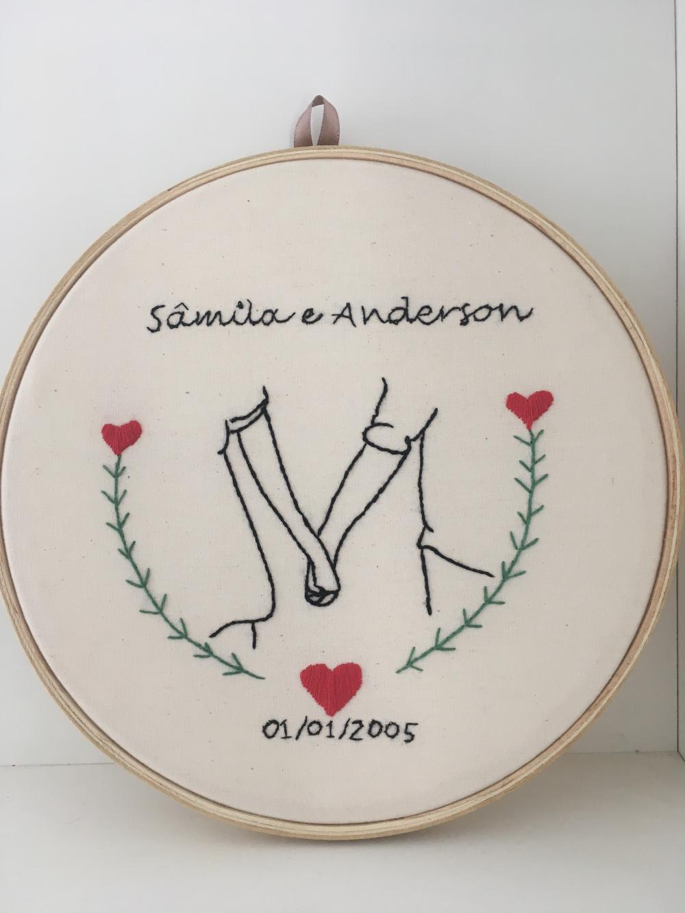 Bordado em Bastidor - Dia dos Namorados - Bodas e Datas de casal