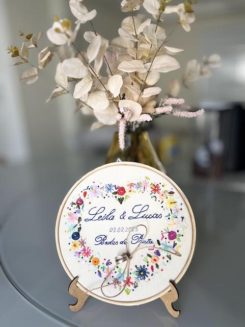 Porta Alianças de casamento - Guirlanda de flores