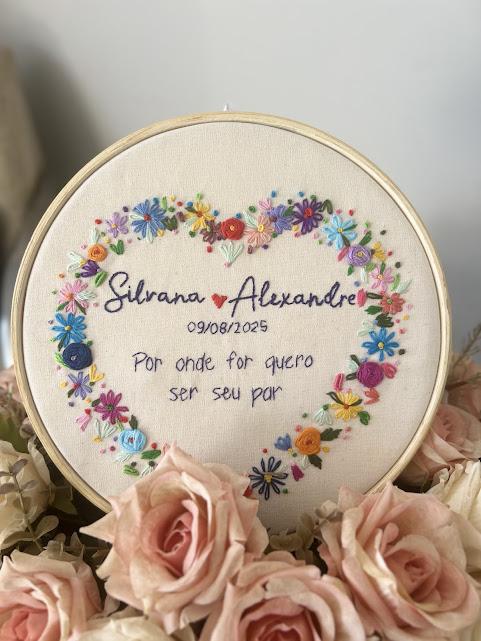 Porta Alianças de casamento - Guirlanda de flores