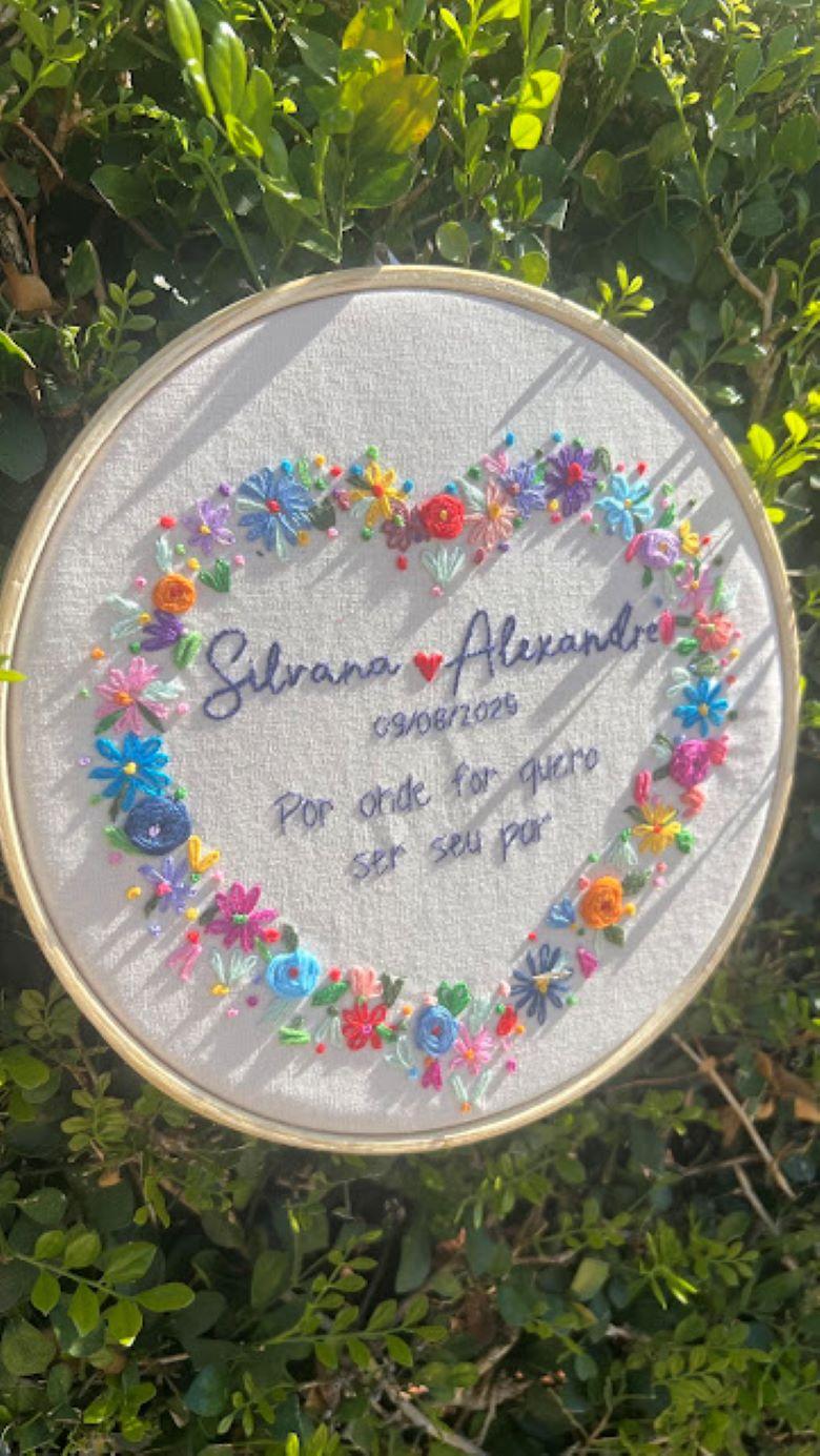 Porta Alianças de casamento - Guirlanda de flores