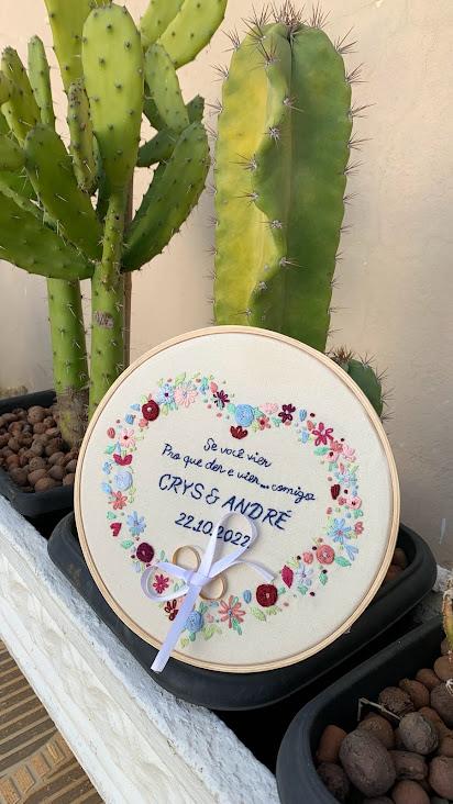 Porta Alianças de casamento - Guirlanda de flores