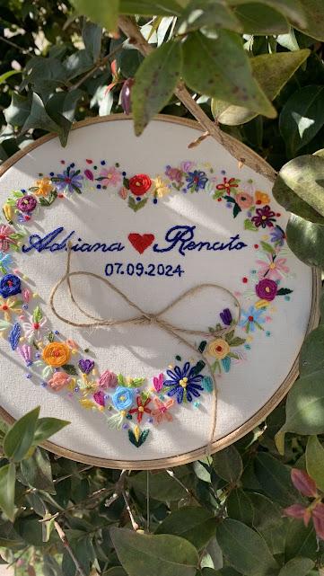 Porta Alianças de casamento - Guirlanda de flores
