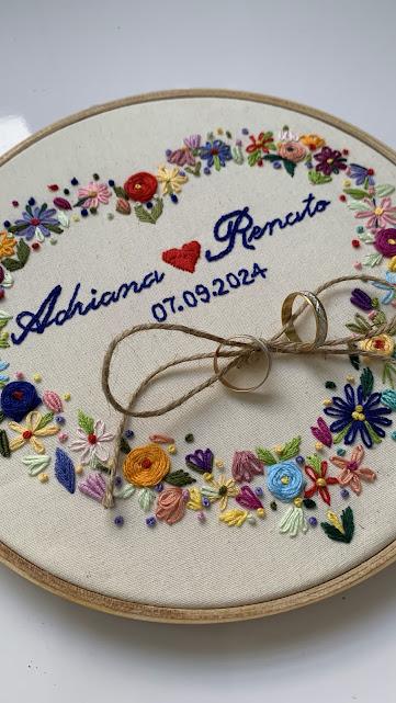 Porta Alianças de casamento - Guirlanda de flores
