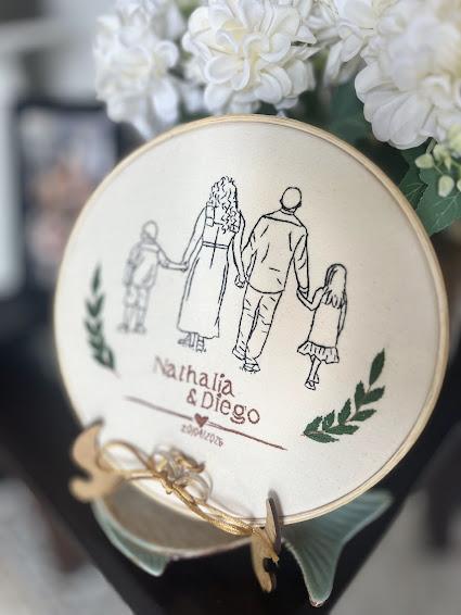 Porta Alianças de casamento - foto bordada