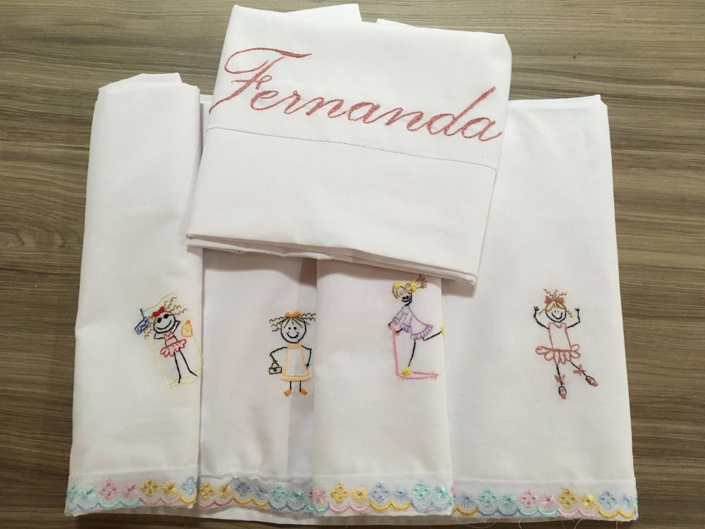 Lençol de solteiro com fronha - 2 pç - tema: boneca palito