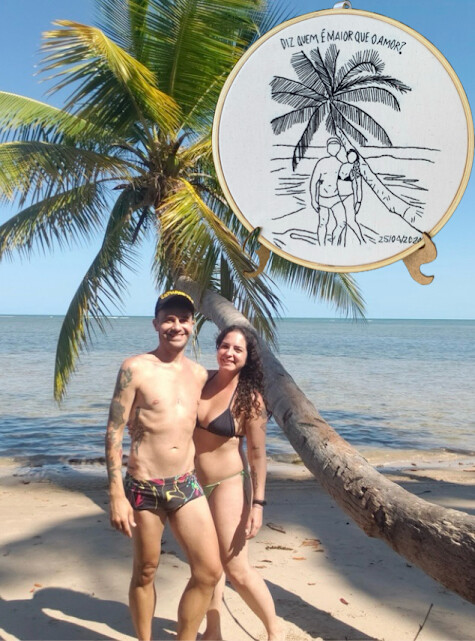 Bordado a partir de fotografia - eternize seus momentos - Lua de 