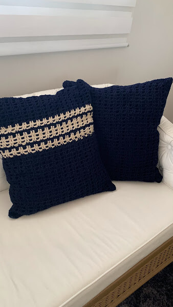 Capa de Almofada de crochê 40 X 40 cm Lisa azul marinho