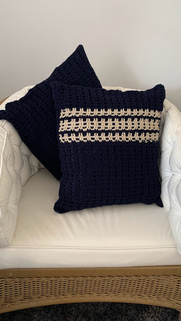 Capa de Almofada de crochê 40 X 40 cm Lisa azul marinho
