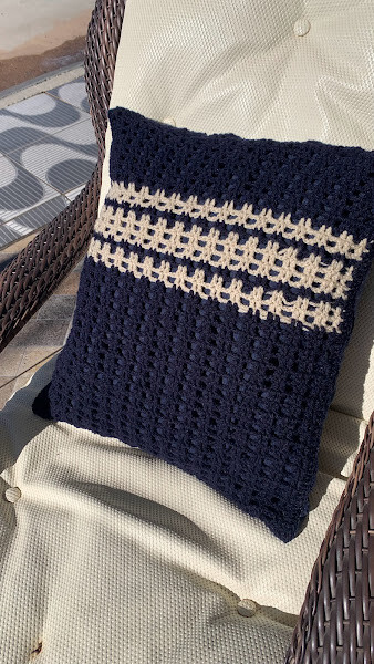 Capa de Almofada de crochê 40 X 40 cm Lisa azul marinho