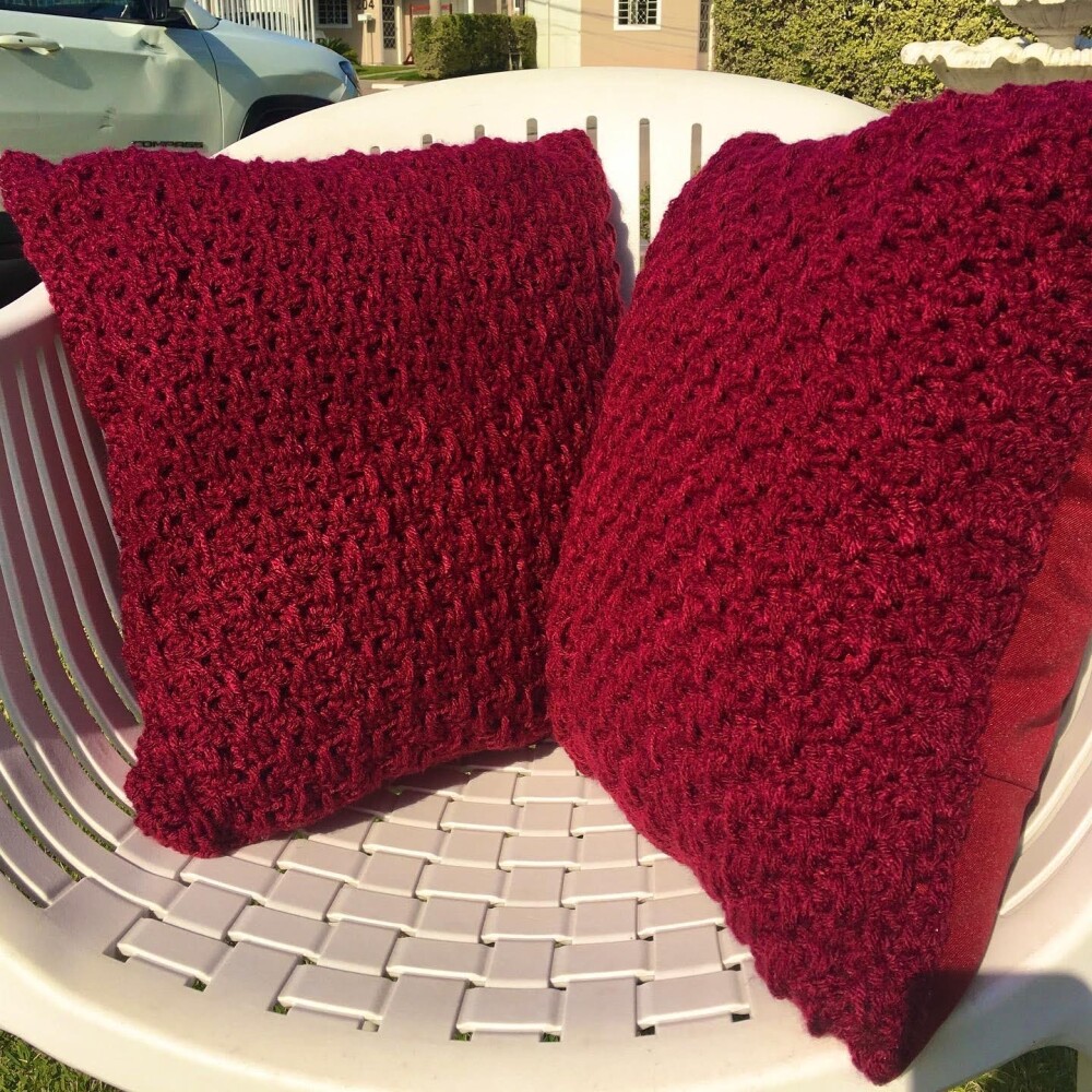 Capa de Almofada de crochê 40 X 40 cm Lisa Marsala