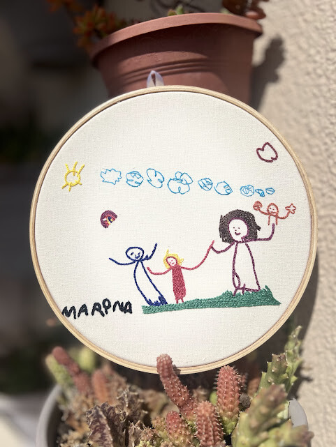 Bordado a partir de desenho das crianças - eternize as lembranç