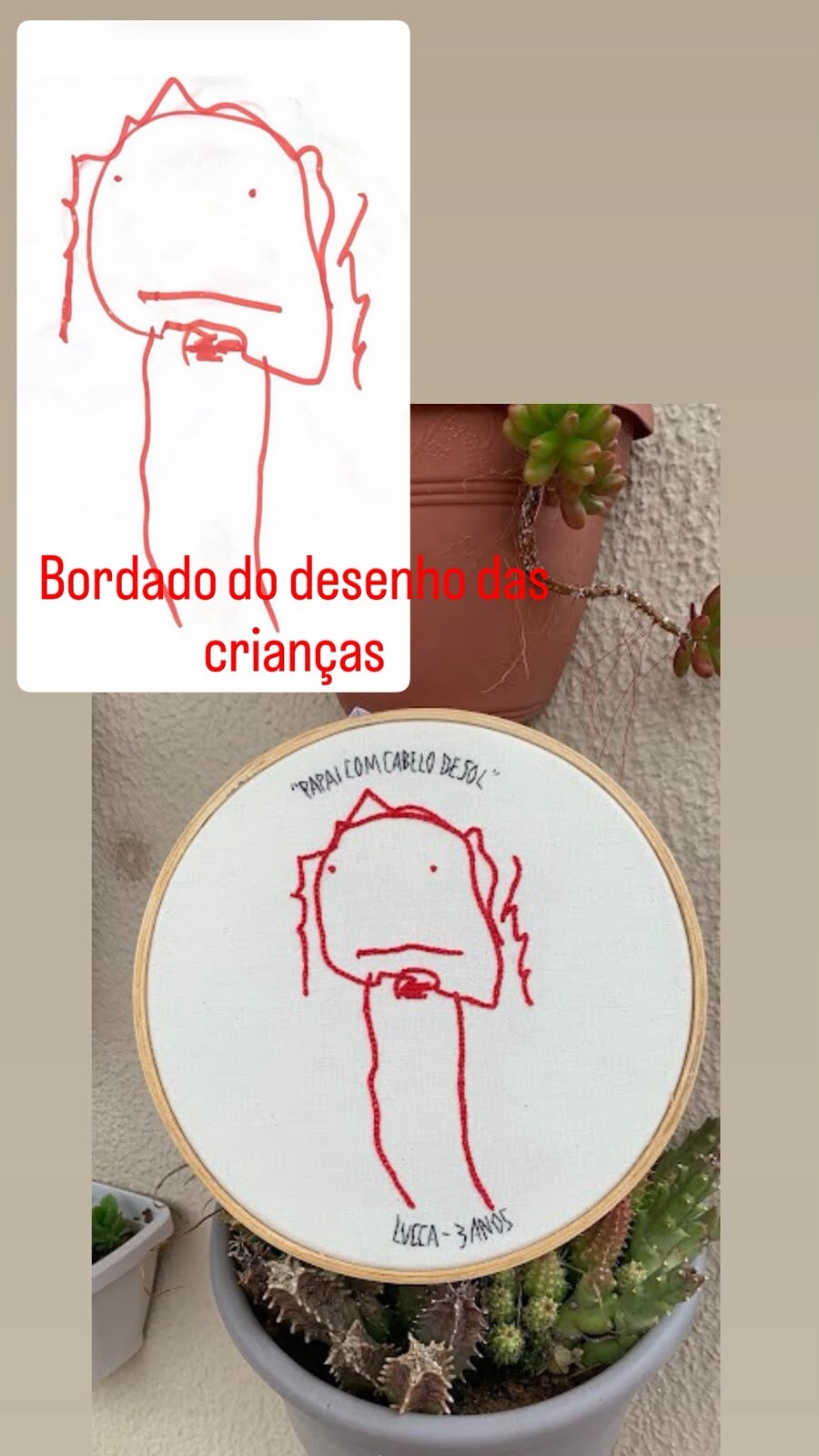 Bordado a partir de desenho das crianças - eternize as lembranç